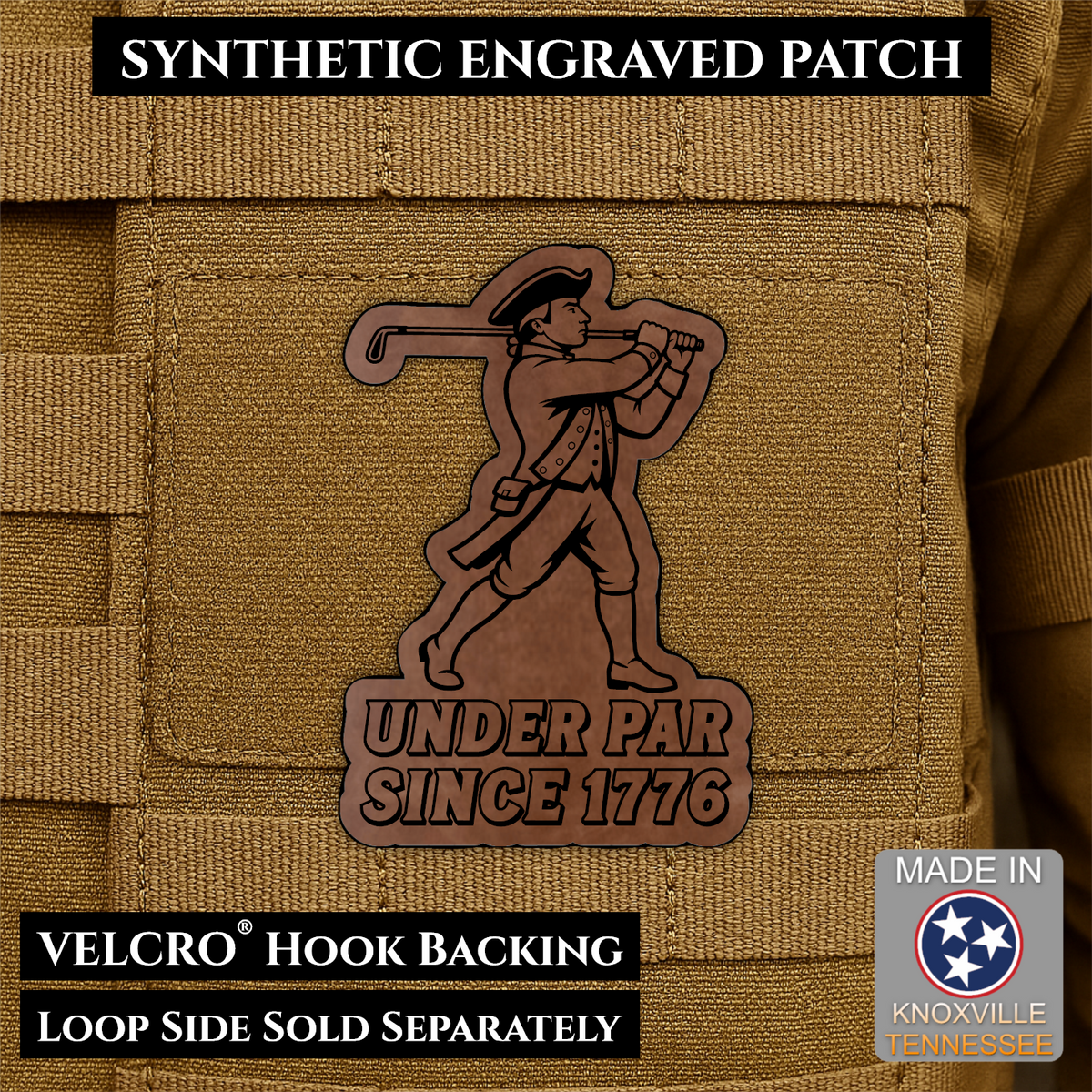 Under Par Since 1776, America 250 Funny Patriotic Morale Patch | Made in USA | VELCRO® Brand Hook Backing