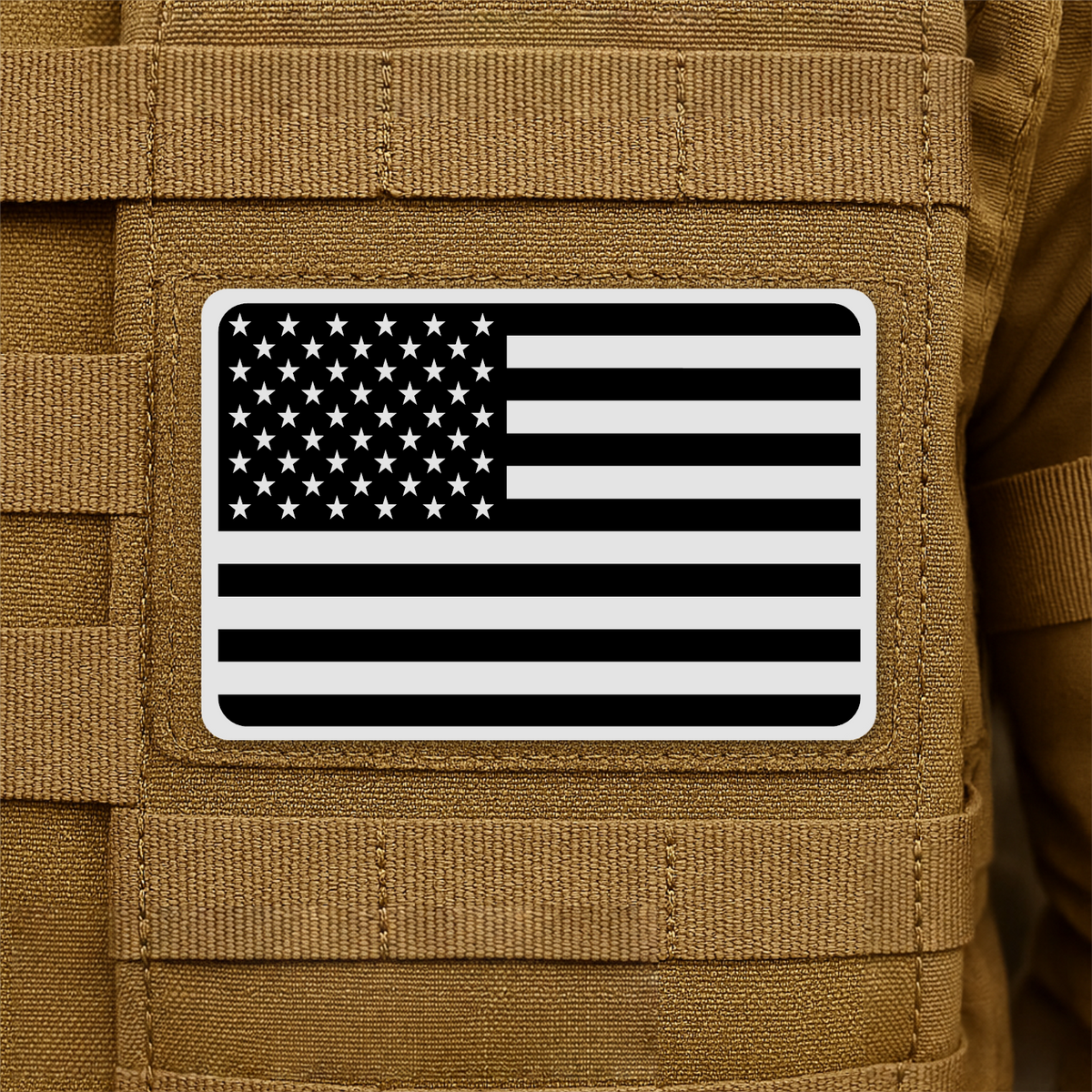 Tactical Synthetic Engraved American Laser Engraved Flag Patch, 2x3" | VELCRO® Brand Hook Backing