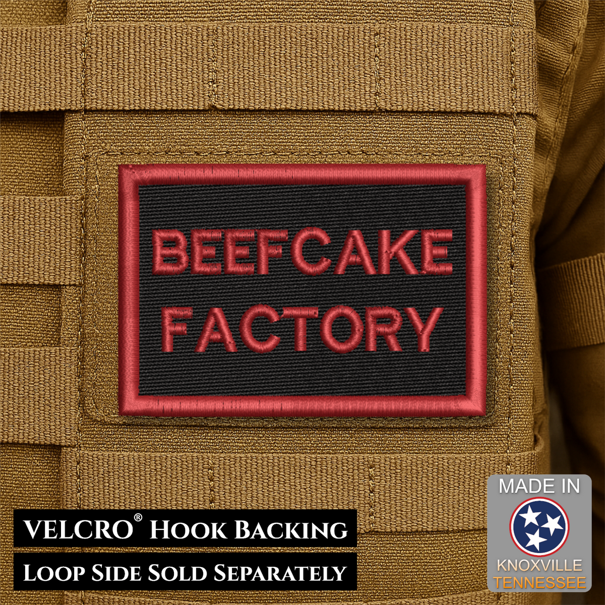 Beefcake Factory Funny Morale Patch | Made in USA | VELCRO® Brand Hook Backing