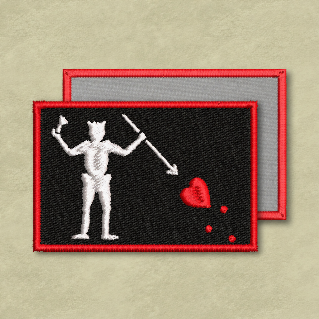 Blackbeard Pirate Flag Embroidered Patch | VELCRO® Brand Hook Backing