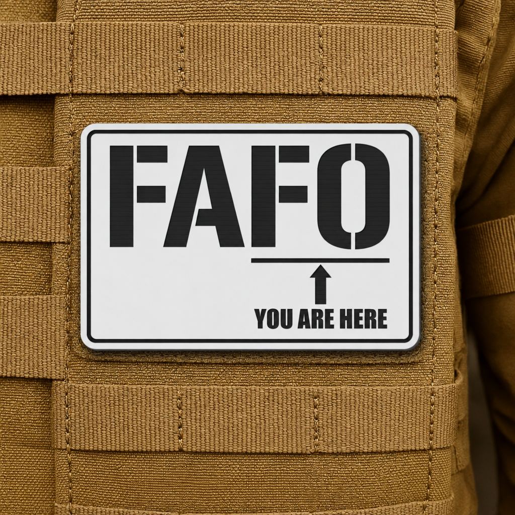 FAFO You Are Here Funny Morale Patch, 2x3" | Made in USA | VELCRO® Brand Hook Backing