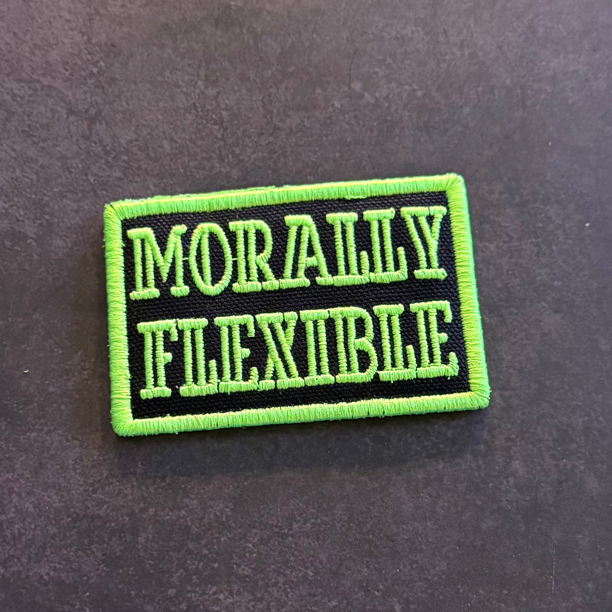 Morally Flexible Funny Embroidered Morale Patch, 2x3" | VELCRO® Brand Hook Backing