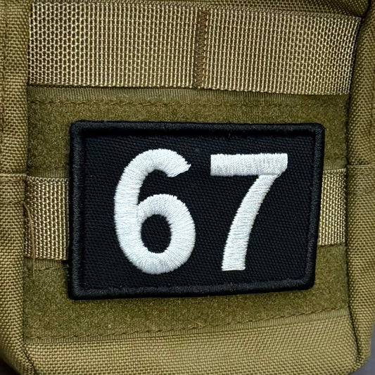 67 -Six Seven- Funny Embroidered Morale Patch, 2x3