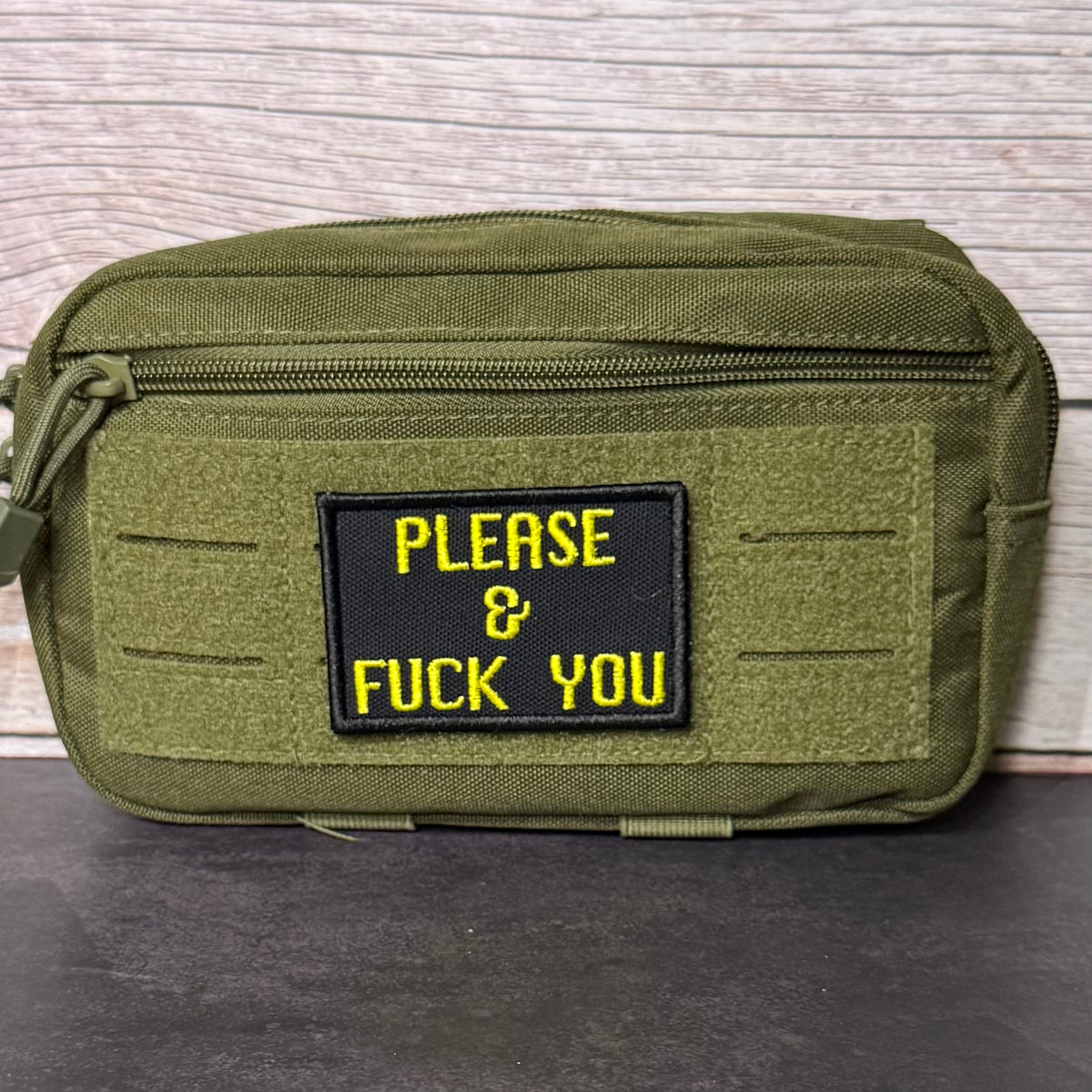 Please & Fuck You Funny Embroidered Morale Patch, 2x3" | VELCRO® Brand Hook Backing