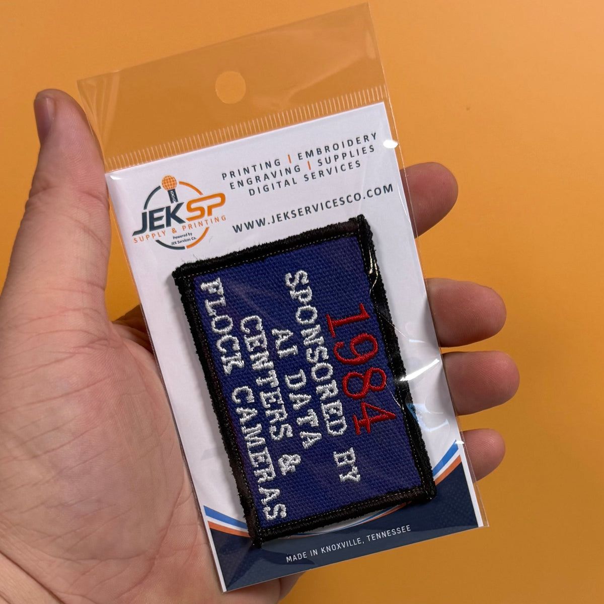 1984 - Sponsored by AI Data Centers & Flock Cameras Funny Morale Patch, 2x3" | Made in USA | VELCRO® Brand Hook Backing