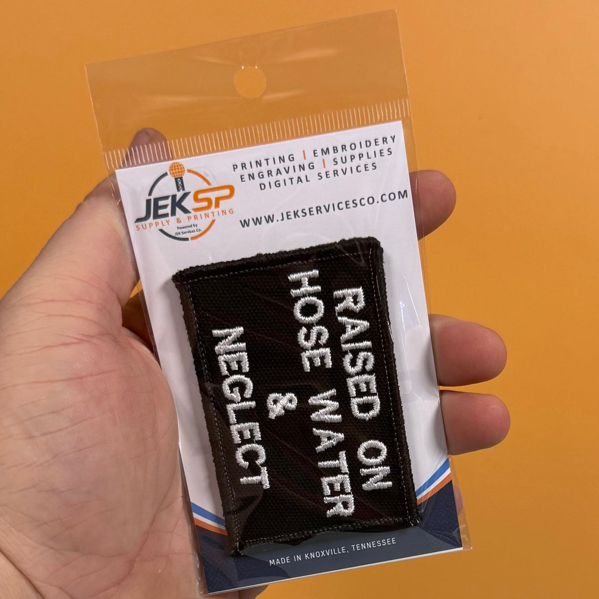 Raised on Hose Water & Neglect Funny Morale Patch, 2x3" | Made in USA | VELCRO® Brand Hook Backing