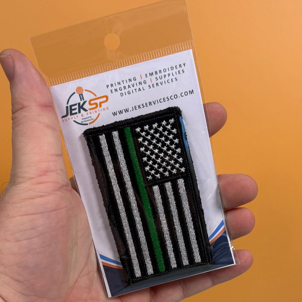 Thin Green Line Tactical American Flag Patch, 2x3.5" | Made in USA | VELCRO® Brand Hook Backing