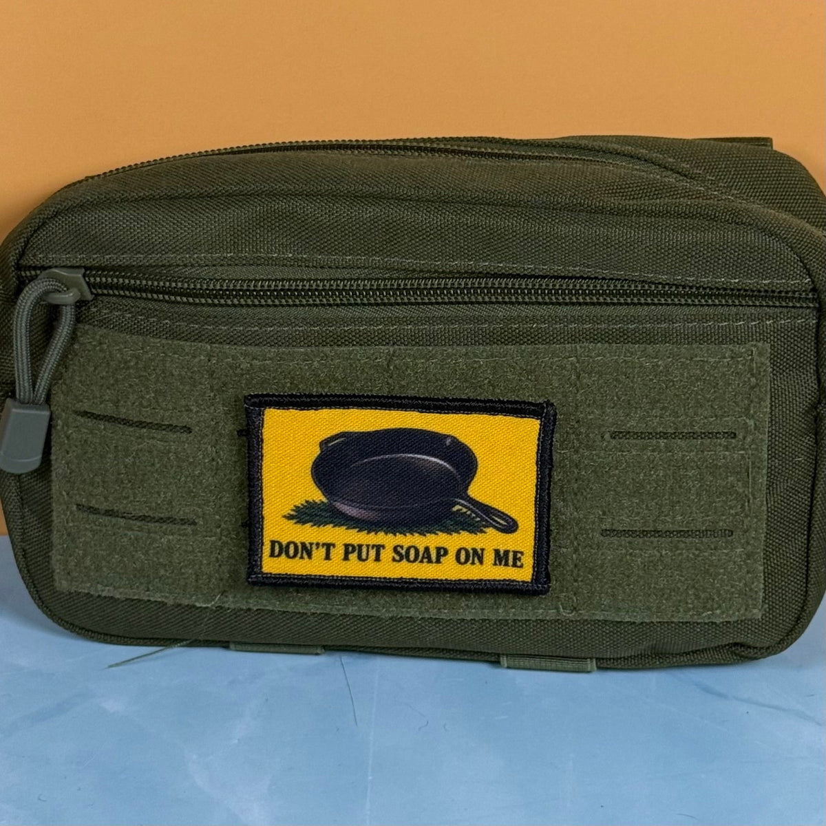 Don't Put Soap on Me Gadsden Skillet Printed Patch, 2x3" | VELCRO® Brand Hook Backing