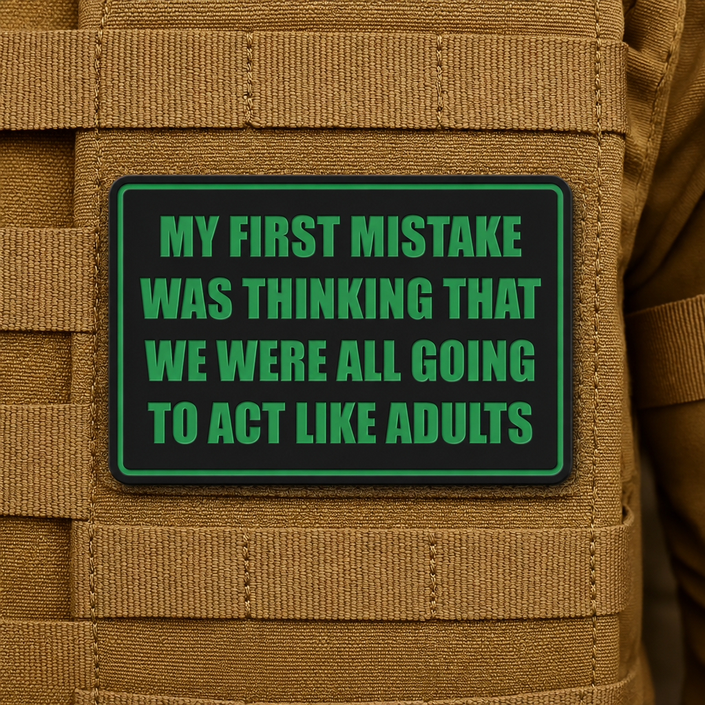 Can We Act Like Adults Funny Morale Patch, 2x3" | Made in USA | VELCRO® Brand Hook Backing