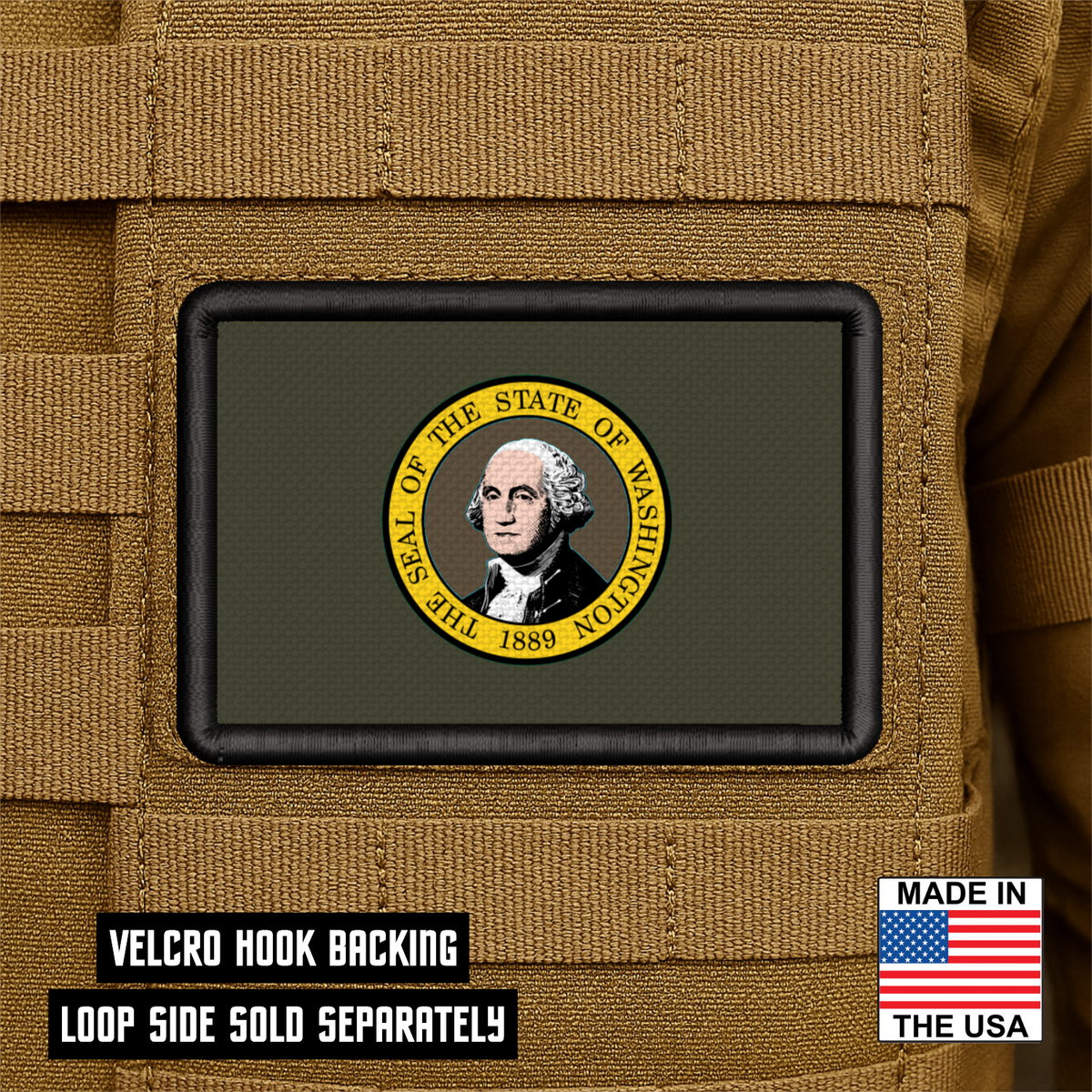 Washington State Flag Patch 2"x3" Hook & Loop | Made in USA | Pro-Print Full Color & Tactical Options