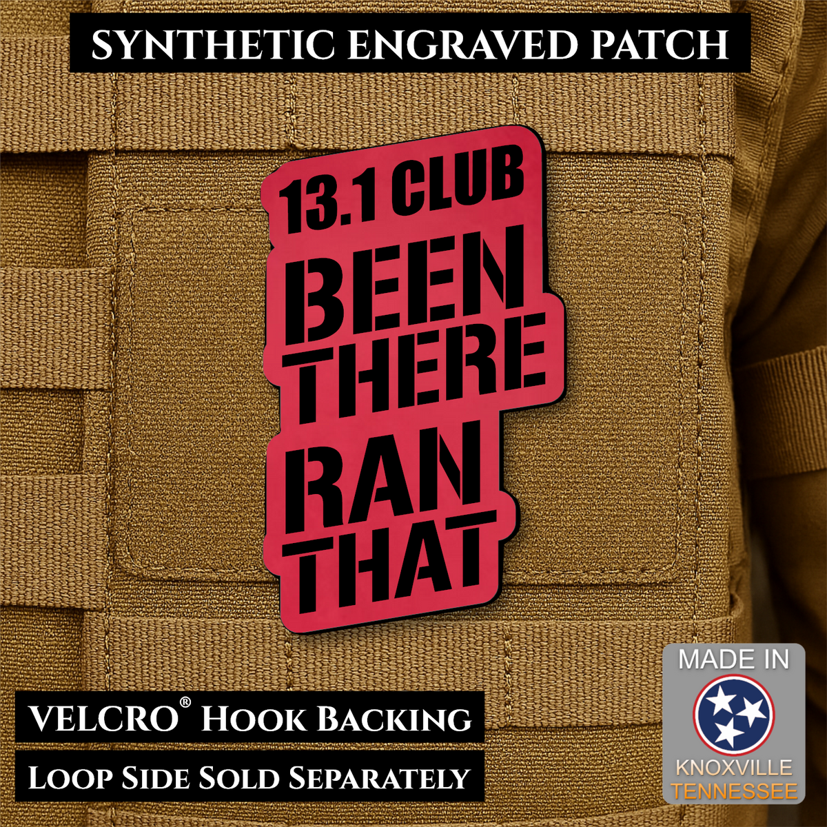 13.1 Club, Been There Ran That, Half-Marathon Funny Morale Patch | Made in USA | VELCRO® Brand Hook Backing