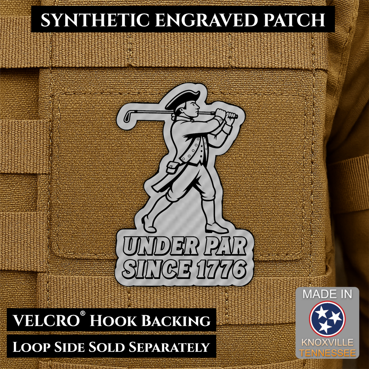 Under Par Since 1776, America 250 Funny Patriotic Morale Patch | Made in USA | VELCRO® Brand Hook Backing