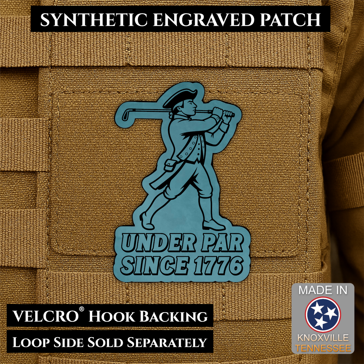 Under Par Since 1776, America 250 Funny Patriotic Morale Patch | Made in USA | VELCRO® Brand Hook Backing