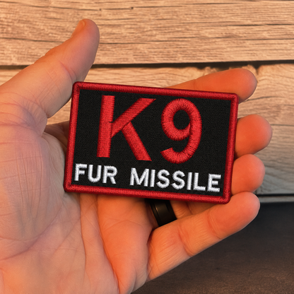 K-9 Fur Missile Funny Dog Morale Patch | Made in USA | VELCRO® Brand Hook Backing