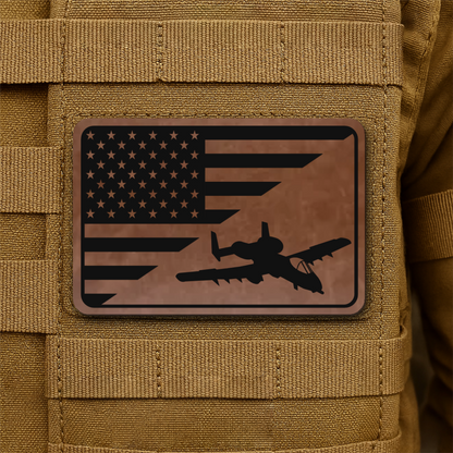 A-10 Warthog American Flag Laser Engraved Flag Patch, 2x3" | VELCRO® Brand Hook Backing