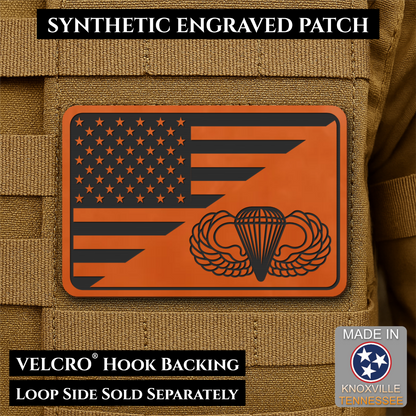 Army Airborne American Flag Morale Patch, 2x3" | Made in USA | VELCRO® Brand Hook Backing