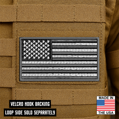Gray Tactical American Flag Patch | Made in USA | VELCRO® Brand Hook Backing
