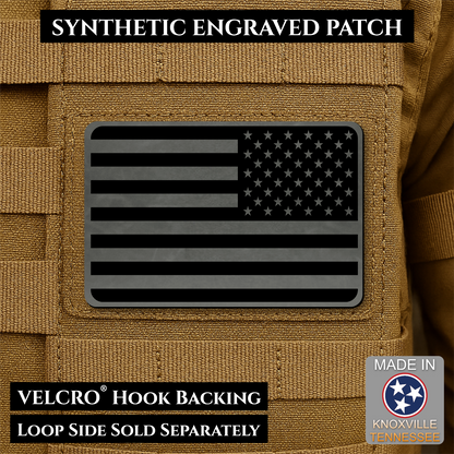 Tactical Synthetic Engraved American Flag Patch, 2x3" | Made in USA | VELCRO® Brand Hook Backing