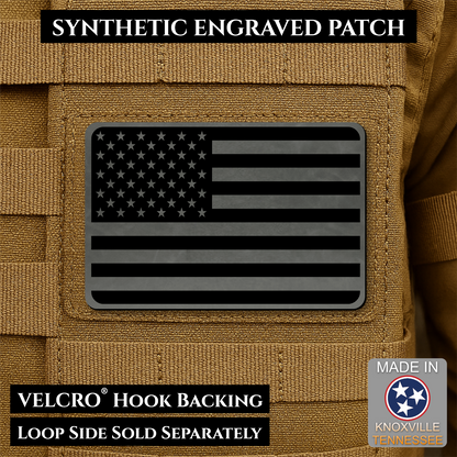 Tactical Synthetic Engraved American Flag Patch, 2x3" | Made in USA | VELCRO® Brand Hook Backing