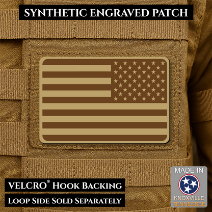 Tactical Synthetic Engraved American Flag Patch, 2x3" | Made in USA | VELCRO® Brand Hook Backing