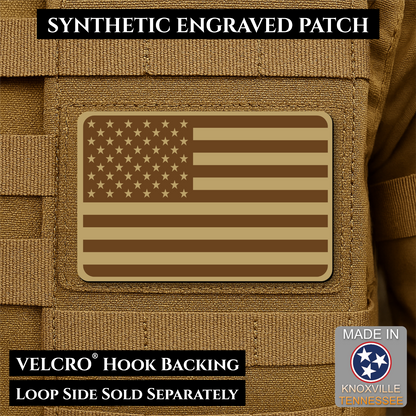 Tactical Synthetic Engraved American Flag Patch, 2x3" | Made in USA | VELCRO® Brand Hook Backing