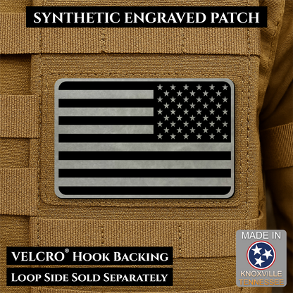 Tactical Synthetic Engraved American Flag Patch, 2x3" | Made in USA | VELCRO® Brand Hook Backing
