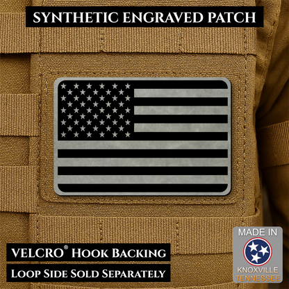 Tactical Synthetic Engraved American Flag Patch, 2x3" | Made in USA | VELCRO® Brand Hook Backing