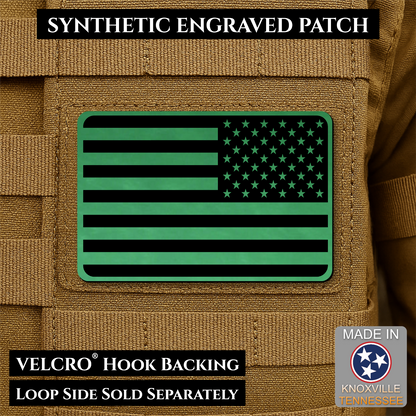Tactical Synthetic Engraved American Flag Patch, 2x3" | Made in USA | VELCRO® Brand Hook Backing