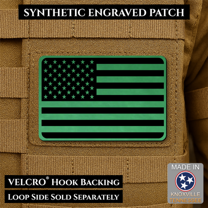 Tactical Synthetic Engraved American Flag Patch, 2x3" | Made in USA | VELCRO® Brand Hook Backing
