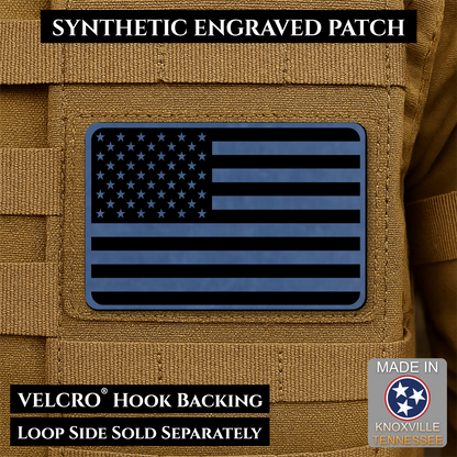 Tactical Synthetic Engraved American Flag Patch, 2x3" | Made in USA | VELCRO® Brand Hook Backing