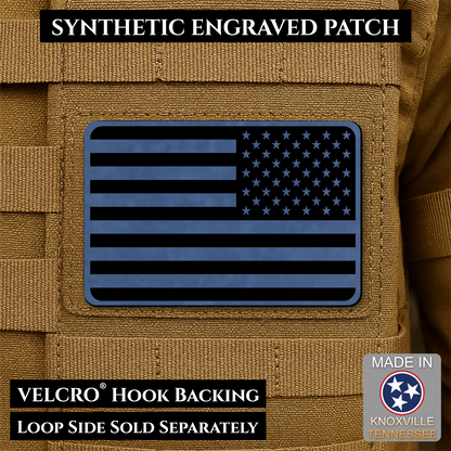 Tactical Synthetic Engraved American Flag Patch, 2x3" | Made in USA | VELCRO® Brand Hook Backing