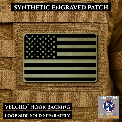 Tactical Synthetic Engraved American Flag Patch, 2x3" | Made in USA | VELCRO® Brand Hook Backing