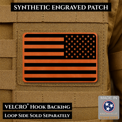 Tactical Synthetic Engraved American Flag Patch, 2x3" | Made in USA | VELCRO® Brand Hook Backing