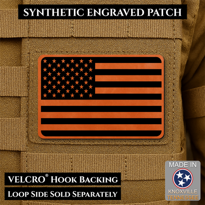 Tactical Synthetic Engraved American Flag Patch, 2x3" | Made in USA | VELCRO® Brand Hook Backing