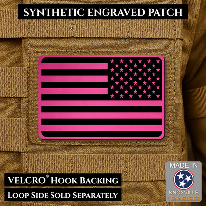 Tactical Synthetic Engraved American Flag Patch, 2x3" | Made in USA | VELCRO® Brand Hook Backing