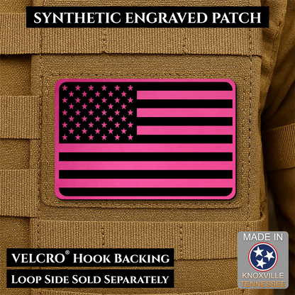 Tactical Synthetic Engraved American Flag Patch, 2x3" | Made in USA | VELCRO® Brand Hook Backing