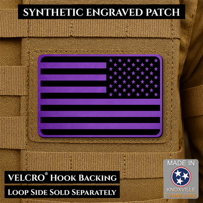 Tactical Synthetic Engraved American Flag Patch, 2x3" | Made in USA | VELCRO® Brand Hook Backing
