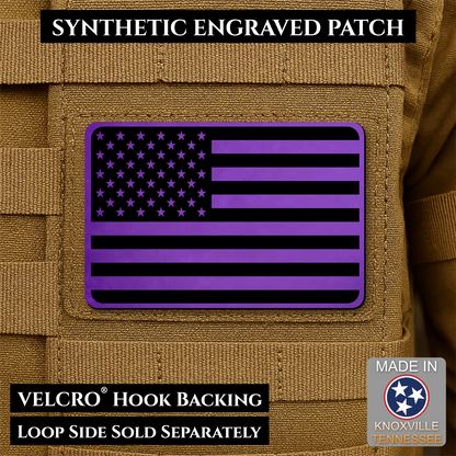 Tactical Synthetic Engraved American Flag Patch, 2x3" | Made in USA | VELCRO® Brand Hook Backing