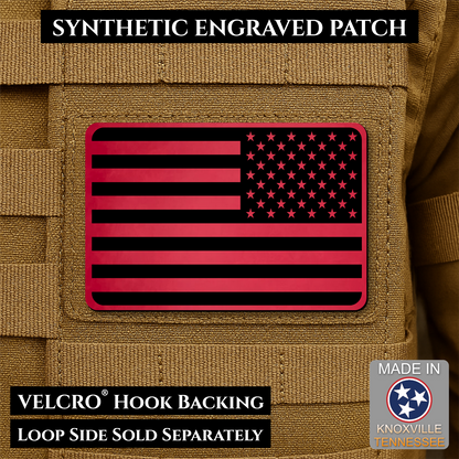 Tactical Synthetic Engraved American Flag Patch, 2x3" | Made in USA | VELCRO® Brand Hook Backing