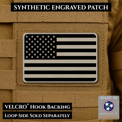 Tactical Synthetic Engraved American Flag Patch, 2x3" | Made in USA | VELCRO® Brand Hook Backing