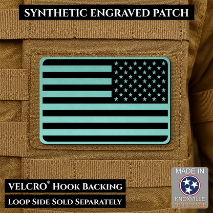 Tactical Synthetic Engraved American Flag Patch, 2x3" | Made in USA | VELCRO® Brand Hook Backing