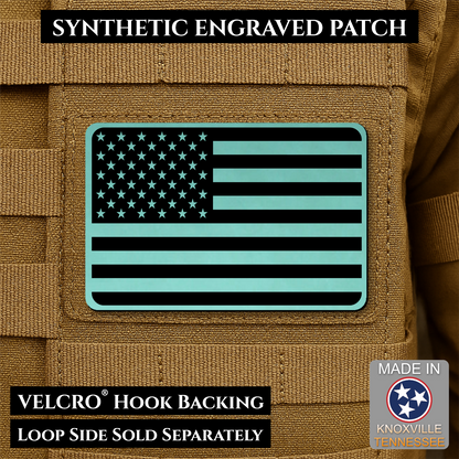 Tactical Synthetic Engraved American Flag Patch, 2x3" | Made in USA | VELCRO® Brand Hook Backing