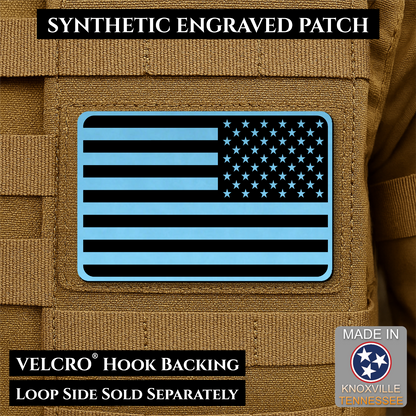Tactical Synthetic Engraved American Flag Patch, 2x3" | Made in USA | VELCRO® Brand Hook Backing