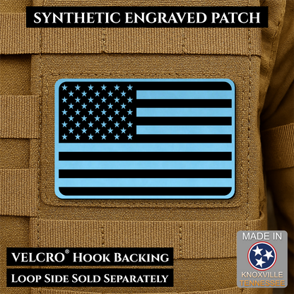 Tactical Synthetic Engraved American Flag Patch, 2x3" | Made in USA | VELCRO® Brand Hook Backing