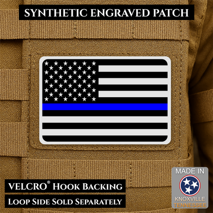 Tactical Synthetic Engraved American Flag Patch, 2x3" | Made in USA | VELCRO® Brand Hook Backing