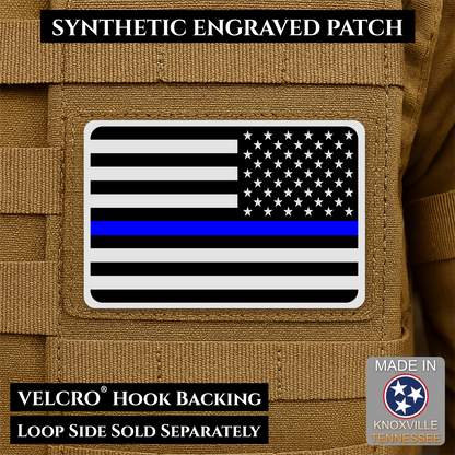 Tactical Synthetic Engraved American Flag Patch, 2x3" | Made in USA | VELCRO® Brand Hook Backing