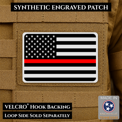 Tactical Synthetic Engraved American Flag Patch, 2x3" | Made in USA | VELCRO® Brand Hook Backing