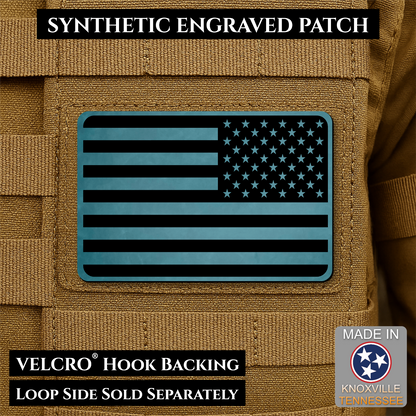 Tactical Synthetic Engraved American Flag Patch, 2x3" | Made in USA | VELCRO® Brand Hook Backing