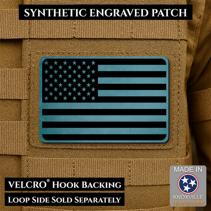 Tactical Synthetic Engraved American Flag Patch, 2x3" | Made in USA | VELCRO® Brand Hook Backing