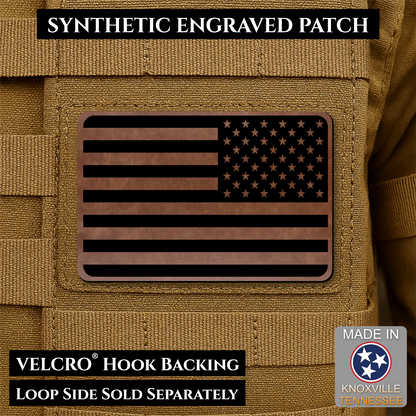 Tactical Synthetic Engraved American Flag Patch, 2x3" | Made in USA | VELCRO® Brand Hook Backing